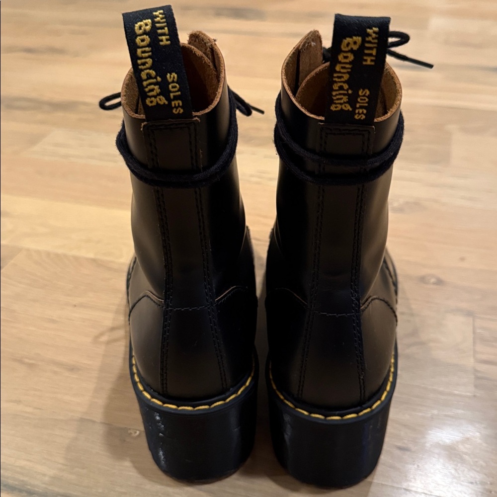 Dr. Martens Women's Leona Black Leather Platform Boot - Picture 6 of 13